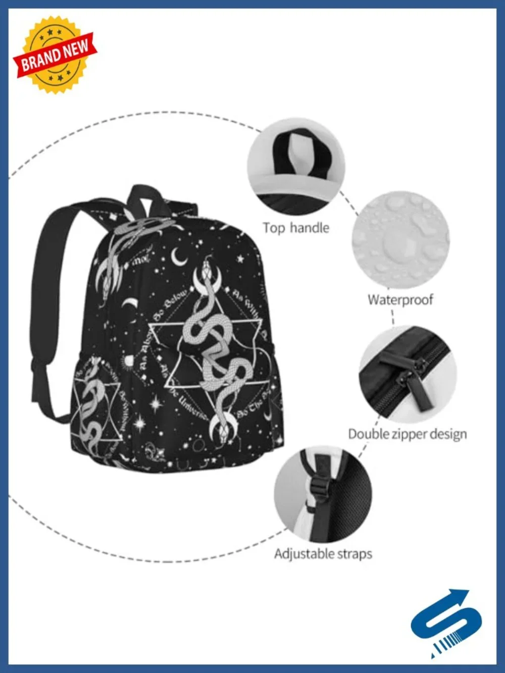 Gothic Serpents Laptop Backpack Daypack for College Travel Hiking